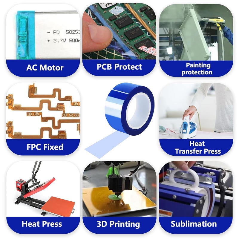 UTNVBTR 6 Rolls 20mm x16m(52ft) Blue Heat Resistant Tape，Heat Transfer Tape for Heat Sublimation Press Vinyl，and Fixing of Electronic Parts During Processing，No Residue - Image 5